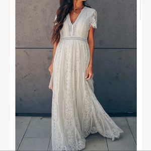 Chicache Short Sleeve Lace Maxi Dress